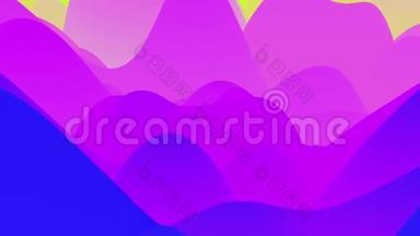 4k无缝环与抽象流体的紫罗兰梯度，内辉光波状表面。 抽象的美丽色彩渐变